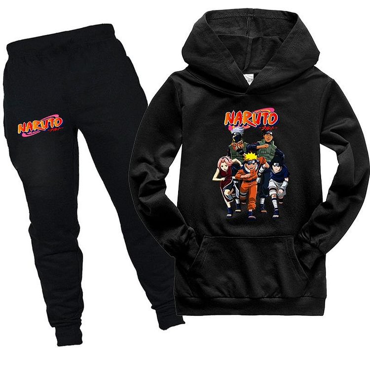 Mayoulove Kids Naruto Team Kakashi Hooded Shirt and Pants 2pcs-Mayoulove