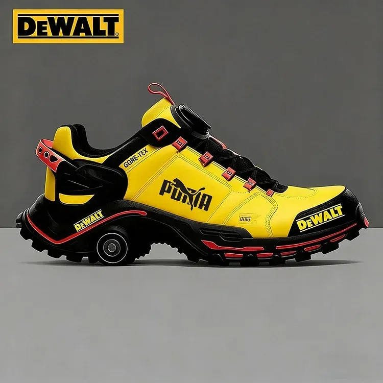 Mo&scaron;ki vodoodporni in zračni delovni in pohodni čevlji znamk PUMA in DEWALT, idealni za delo in aktivnosti na prostem.