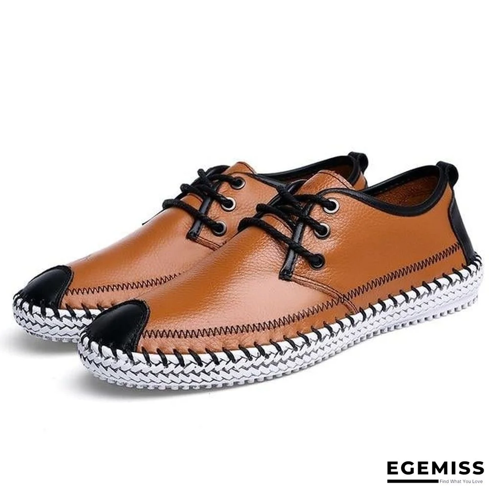 Men Breathable Comfortable Split Leather Men Loafers Flats Casual Shoes | EGEMISS