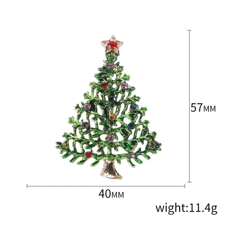 Fashion Pin Christmas Tree Alloy Inlay Rhinestones Women’S Brooches