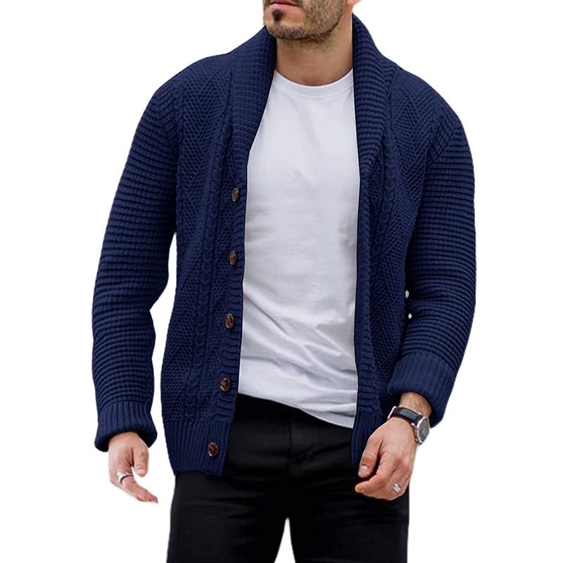 Men's Casual Solid Color Button Long Sleeve Knit Cardigan
