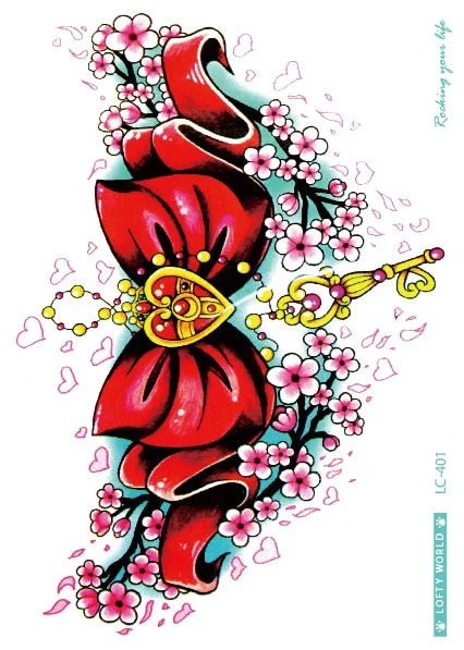 21X15cm Hot Sale Large size Leg Water Transfer Tattoo Sexy Lace and Gun Design Fake Body Art Temporary Tattoo Stickers For Women