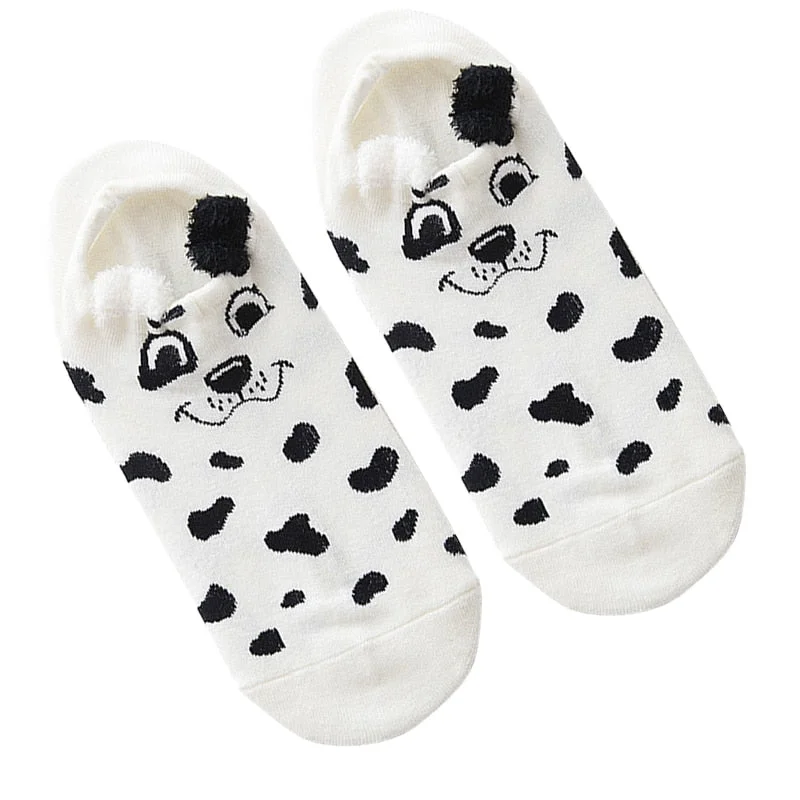 1 Pair Women Socks Cartoon Kawaii Cute Japanese Slippers Korean Style 3D Ear Boat Short Sock Cotton Cat Animal Female Sox