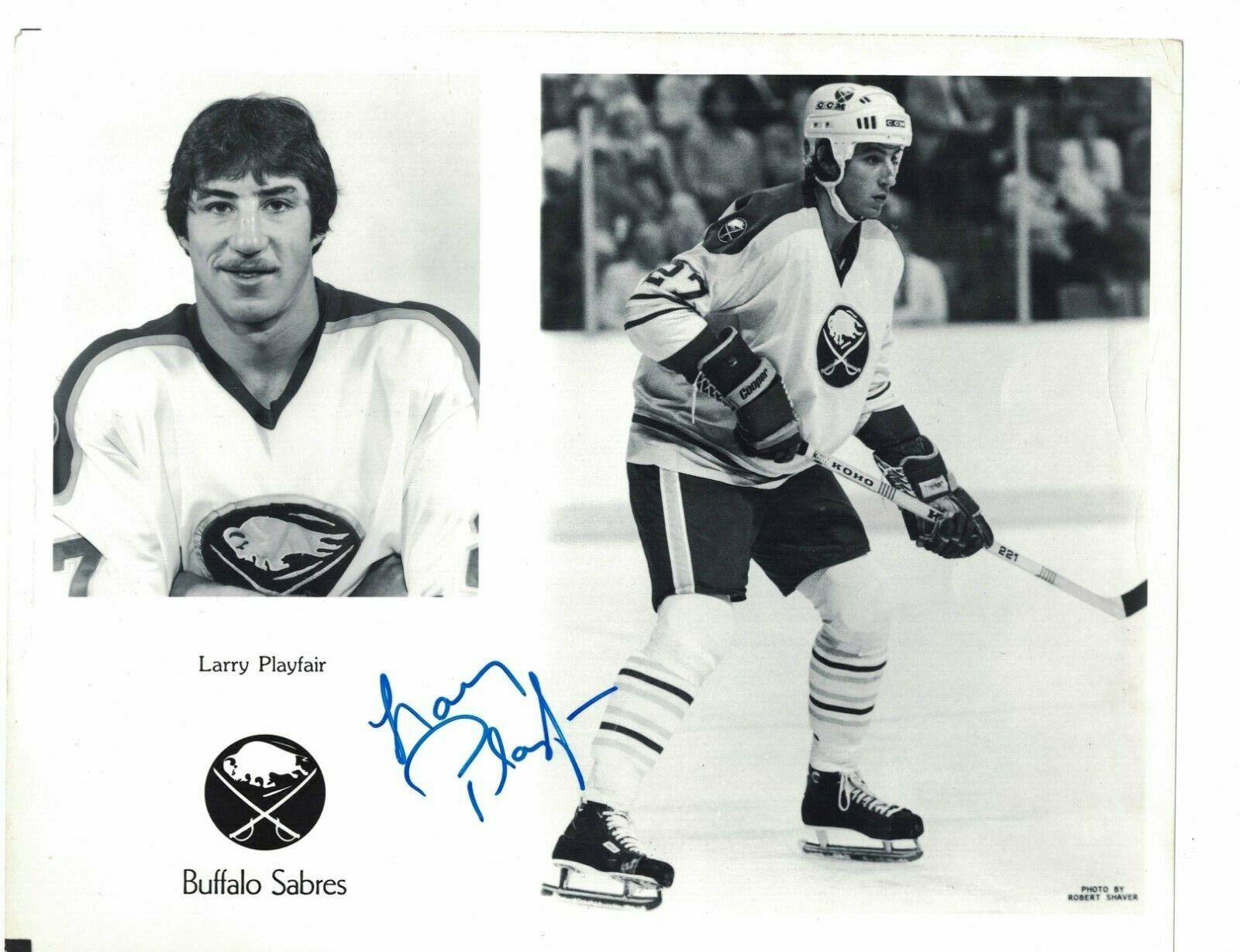 Larry Playfair Buffalo Sabres Signed Team Issue Photo Poster painting Our COA