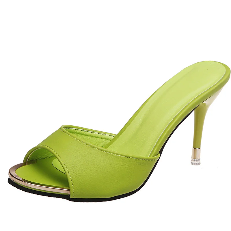 Wongn Wongn Summer Candy Color Women Fish Mouth Sandal Fashion High Heel Fine Heel Korean Version Of Female Open Toe Cool Drag Women's Shoes