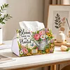 (24cm)Diamond Art Tissue Box DIY PU Napkin Cover for Home Decoration(Plant)
