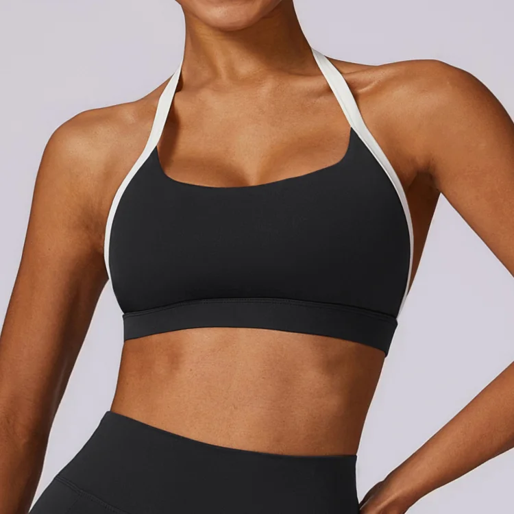 PASUXI Women Stylish Compression Bra Soft Quick Dry Halter Backless U Neck Workout Top Running Yoga Bra huanwei