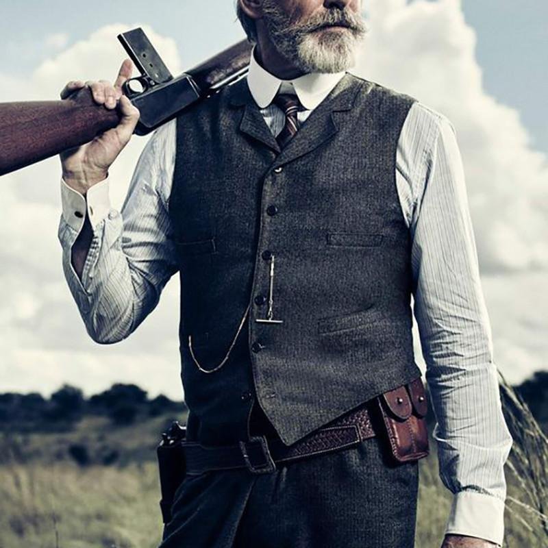 Men’s Single Breasted Stand Collar Vest