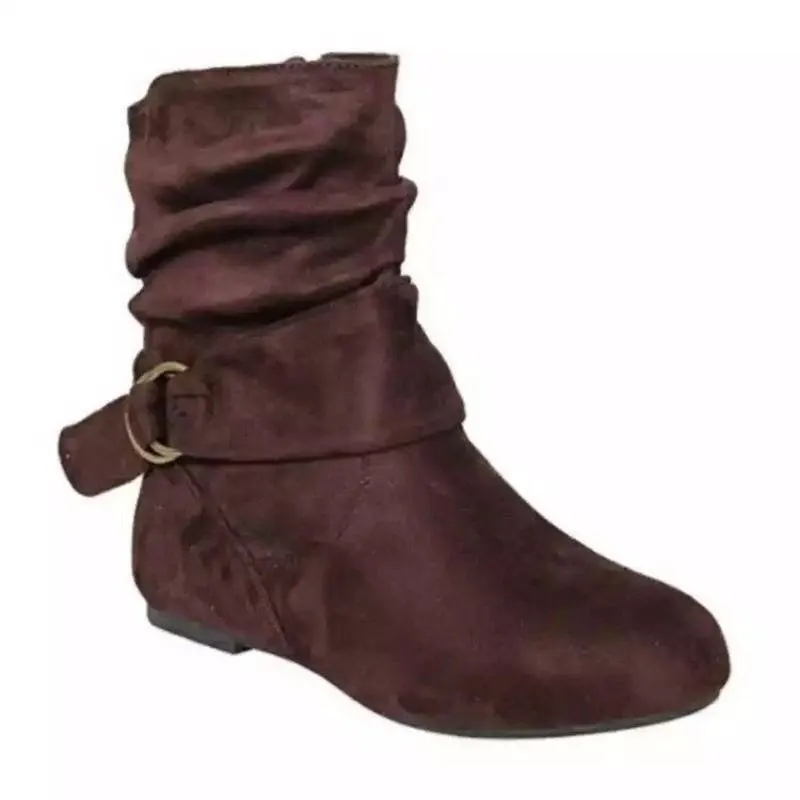 Women's shoes large size 2021  Spring and autumn new flat boots 41-43 belt buckle female Martin boots botines mujer black blue