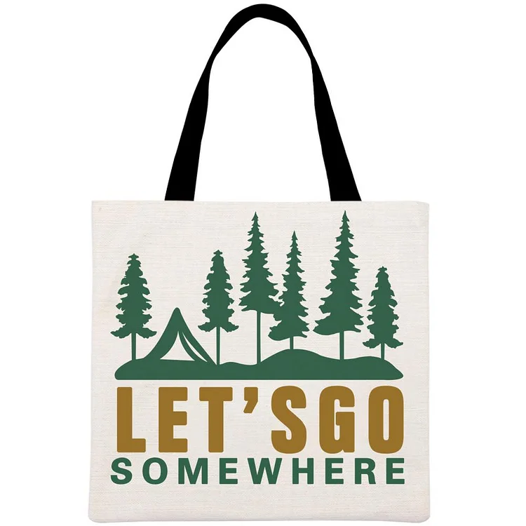 Let‘s go somewhere Printed Linen Bag-Annaletters
