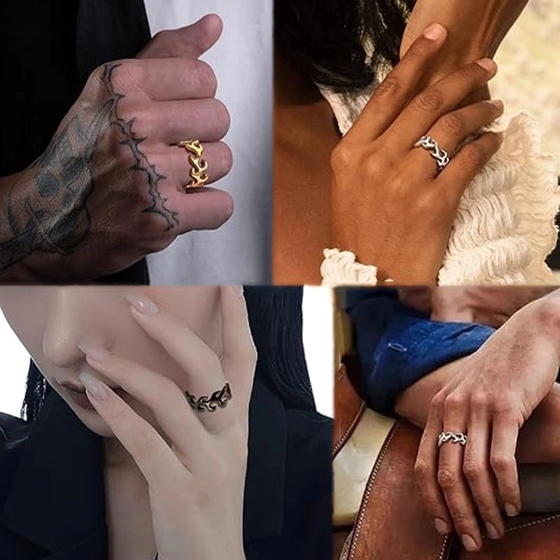 Hip-Hop Punk Flame Solid Color 316L Stainless Steel Cutting Gold Plated Silver Plated Men’s Rings