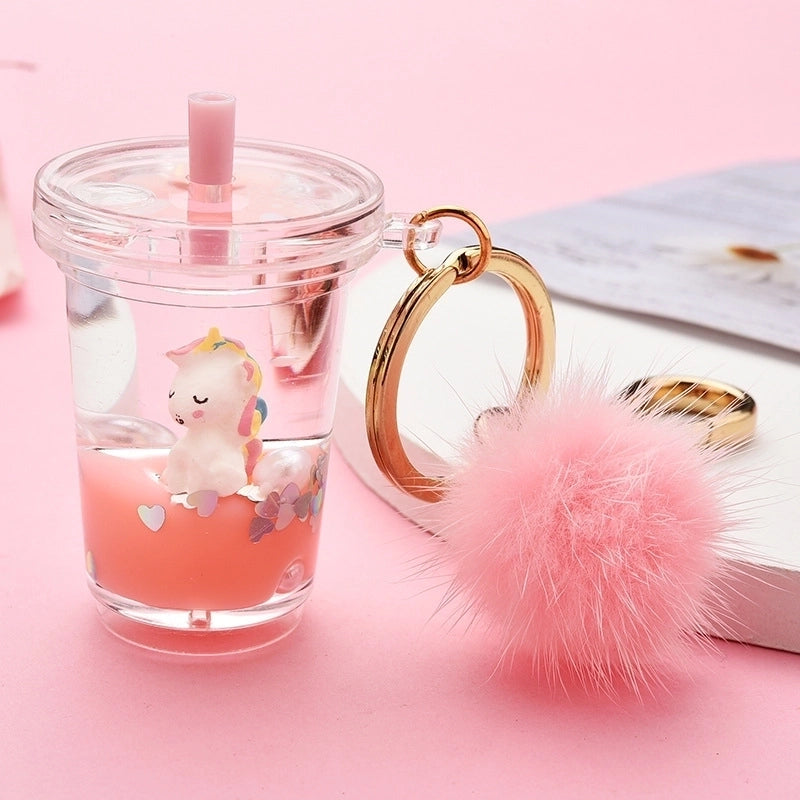 Cartoon Milk Tea Bottle Acrylic Keychain