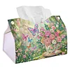 DIY Diamond Art Tissue Box Holder Butterflies and Flowers PULeather Diamond Art Desktop Organizer Resin Rhinestone Storage Organizers Gem Art Home Office Decor Craft Gift for Women