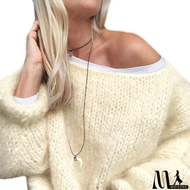 MidiSono - Lantern Long Sleeve Sweater Fluffy Mohair