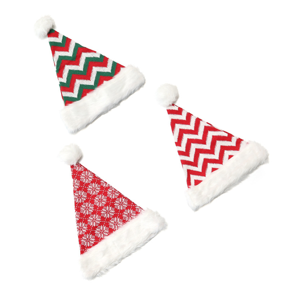 

Knitted Christmas Hat Plush Striped Santa Claus Cap Festival Costume Gifts, 501 Original