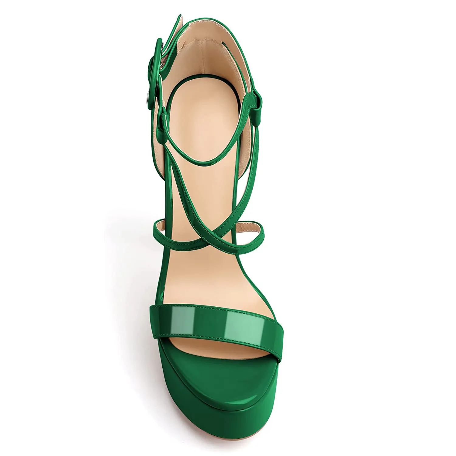 150mm Women's Platform Stiletto Open Toe Ankle Strap Crisscross Sandals-vocosishoes