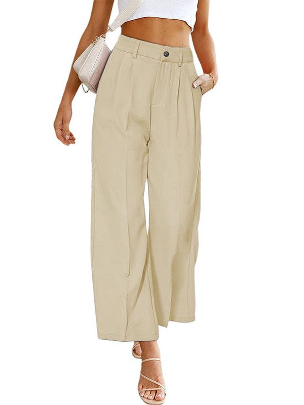 Chic High Waist Wide Leg Trousers In Various Colors - Comfortable, Slim Fit Pants For Women