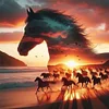 Silhouette - Horse-11CT Stamped Cross Stitch 40*40cm/15.75*15.75in