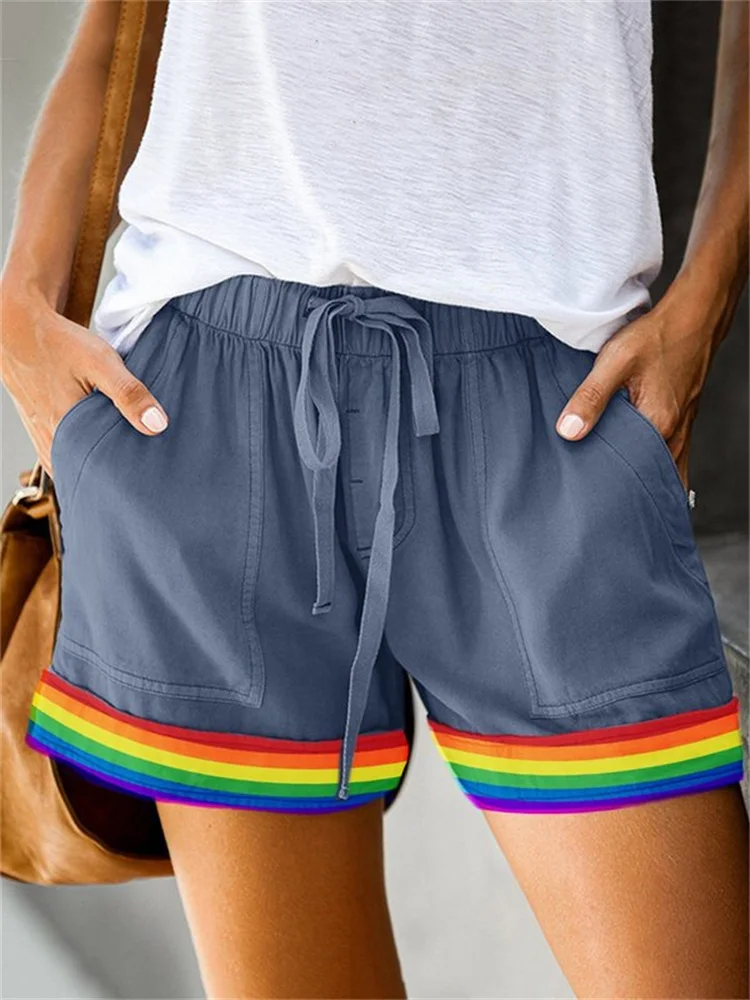 Comfy Rainbow Print Casual Shorts