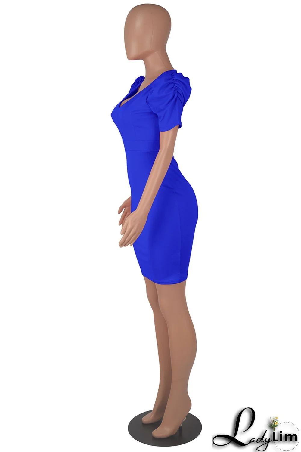 Black Fashion Casual Solid Basic V Neck Short Sleeve Dress Dresses