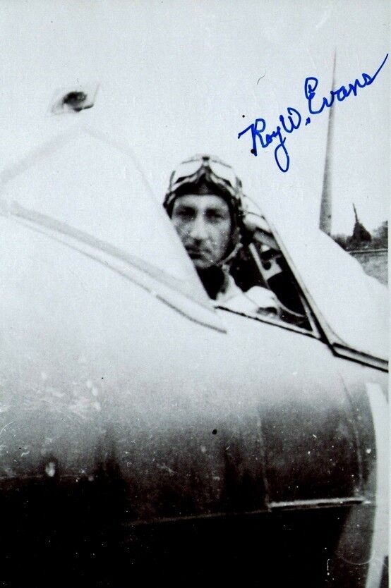 Flying Ace ROY W. EVANS 2x Signed Photo Poster painting