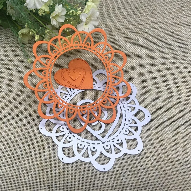 Lace wreath love Metal Cutting Dies Stencil Scrapbooking Photo Album Card Paper Embossing Craft DIY Die Cut