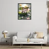 Diamond Painting -DIY Round Drill Cat in Lotus Pond（40x50cm）