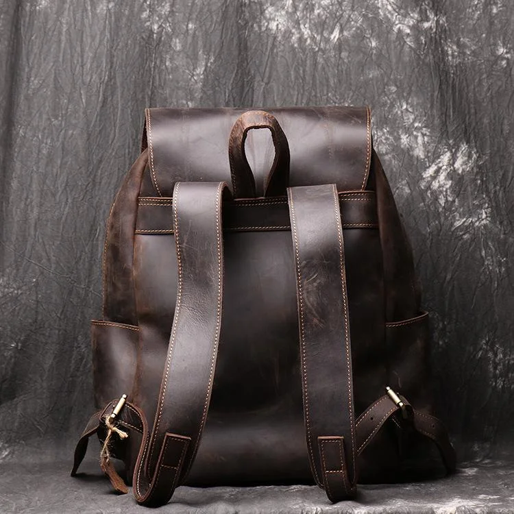 Retro Men's Leather Laptop Backpack