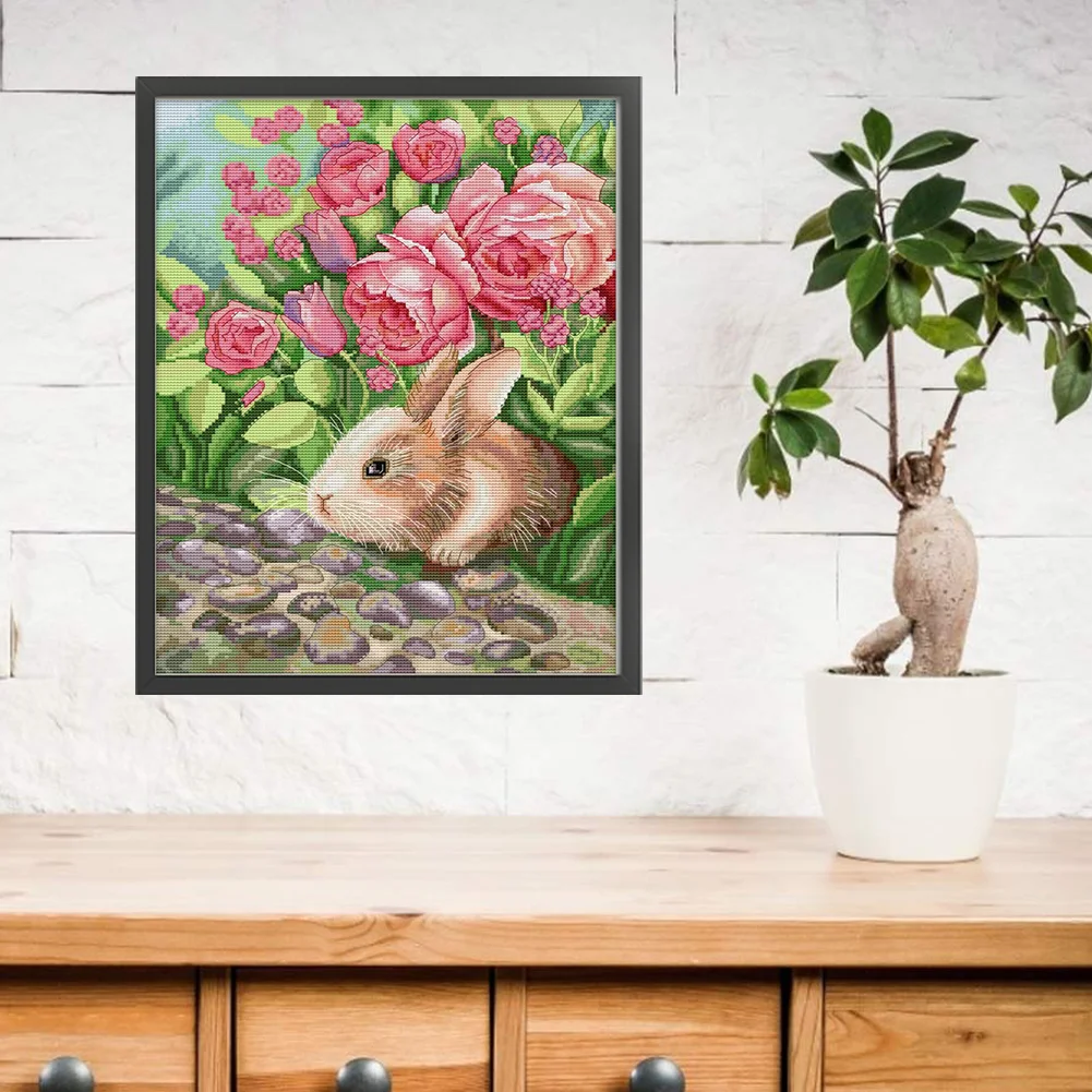 DIY Stamped Cross Stitch 11CT Full Embroidery 42*52cm - Smelling Rabbit