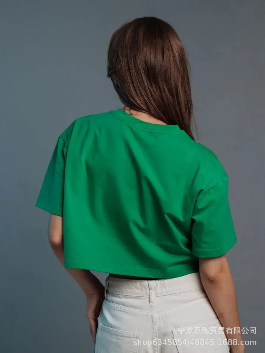 Athvotar Athvotar Spring Summer New Pure Color Short T-Shirt Women Hot Y2K Cotton Short-Sleeved Top Hot Babes