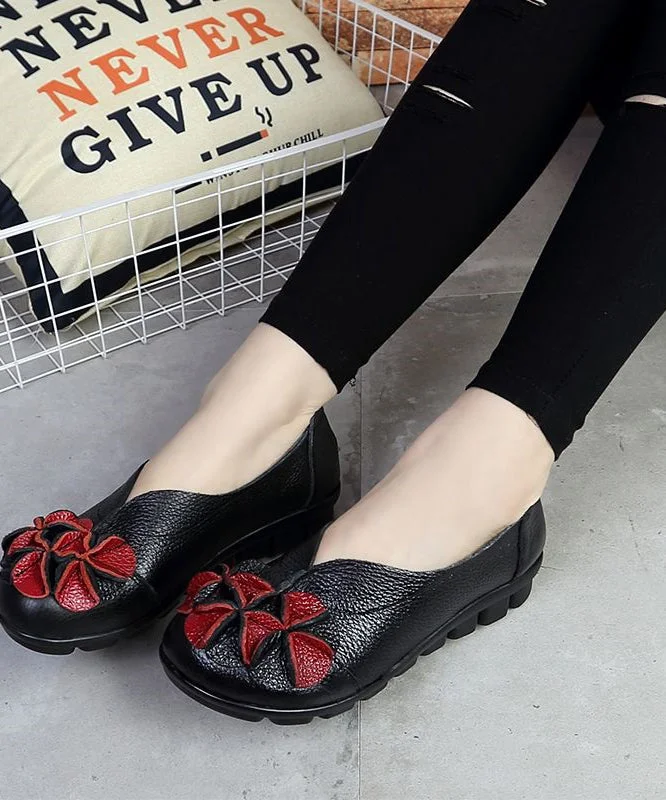 Vintage Splicing Platform Penny Loafers Black Cowhide Leather