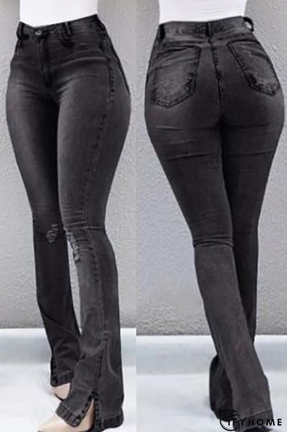 High Waist Ripped Slit Jeans | IFYHOME