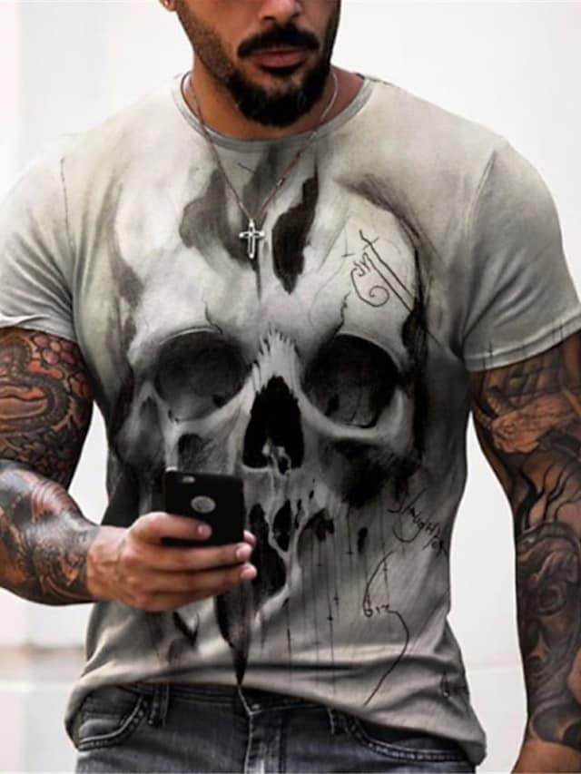 Men's T-Shirt 3D Print Short Sleeve Casual Tops
