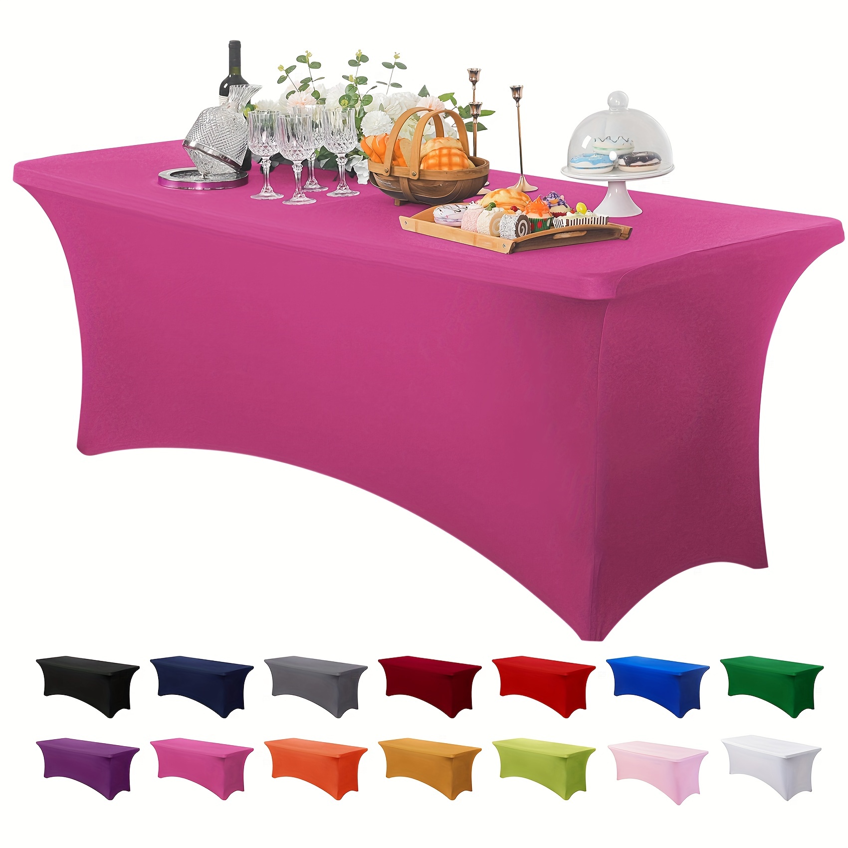 1\u002F2pcs Premium Spandex Tablecloth - Elegant Fitted Rectangular Cover, Stretchable and Durable - Perfect for Weddings, Banquets, Parties, and Outdoor Events