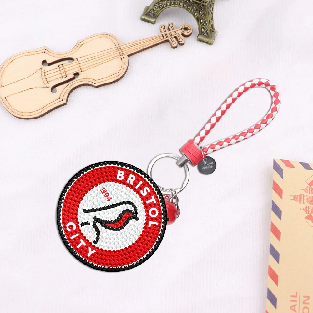 5D DIY Bristol FC Double Sided Full Drill Keyring Diamond Keychains Pendant
