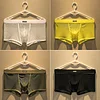 Men's Boxer Briefs Sexy Mesh Breathable Underwear Cool See-Through Soft Underpants