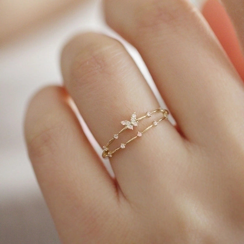 925 Sterling Silver Gem Bow Knot Rings