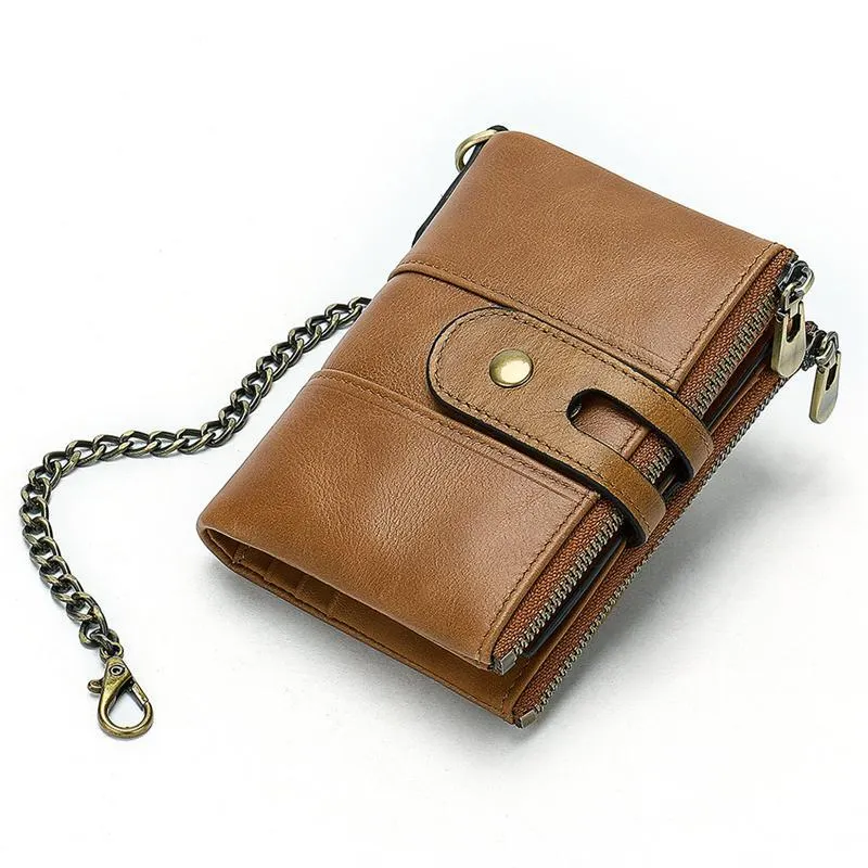 Mens Anti-Theft Multipockets Vintage Leather Wallets