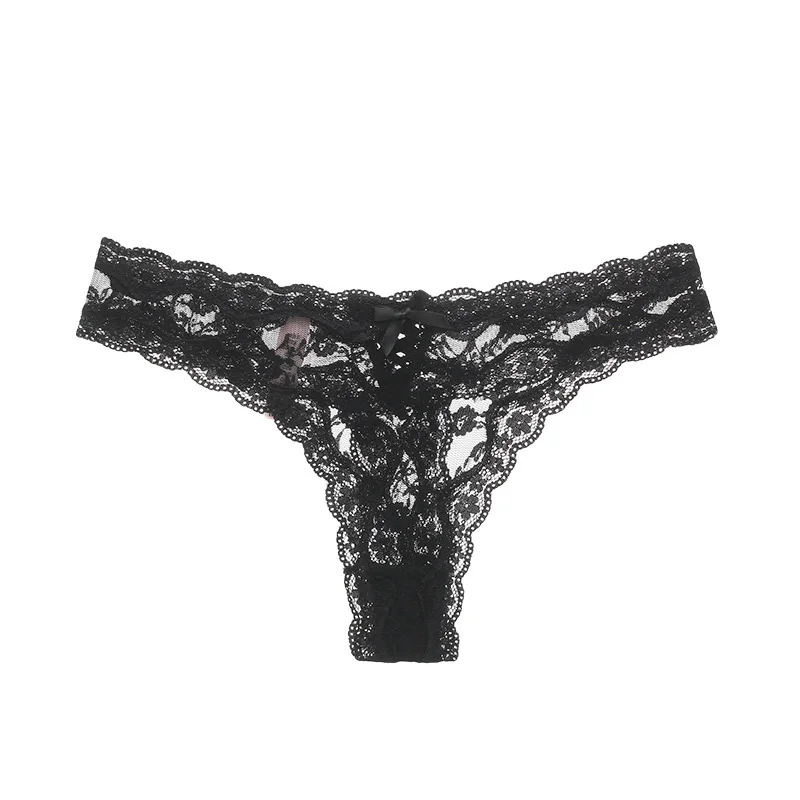 Athvotar Athvotar Rear Ribbon Ribbon Lace Side Trousers Low-Rise Cotton Crotch Large Size Elastic Lace T-Trousers