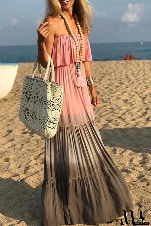 MidiSono - Color Block Strapless Maxi Dress