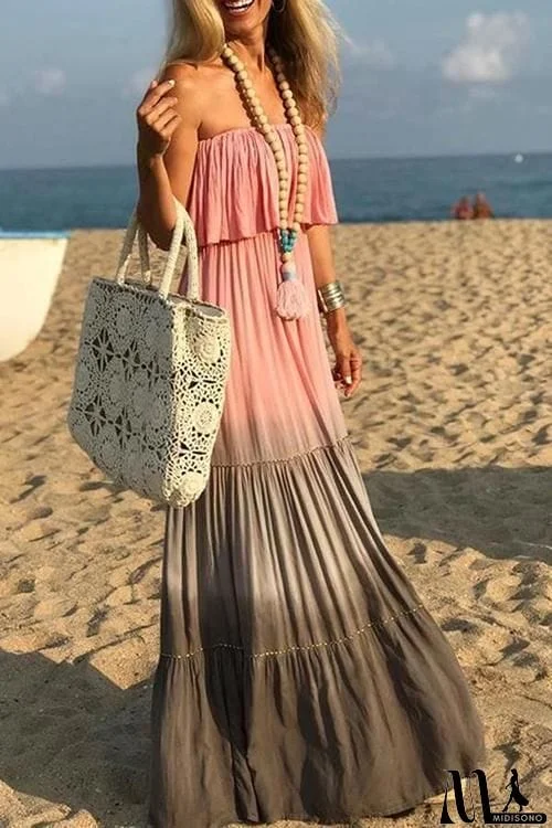 MidiSono - Color Block Strapless Maxi Dress