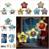 3pcs/set 5D DIY Diamond Painting Christmas Tree LED Star Hanging Lights