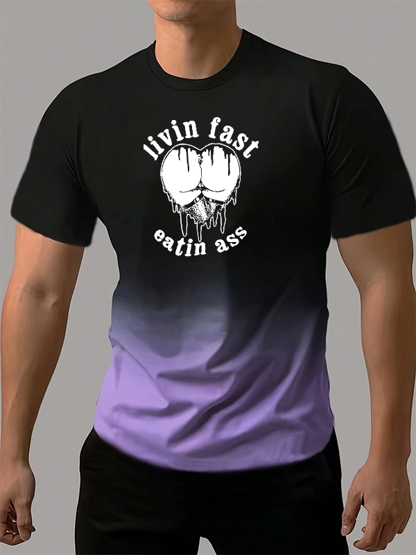 LIVING FAST EATING ASS Heart Sexy Print Color-blocking Tees