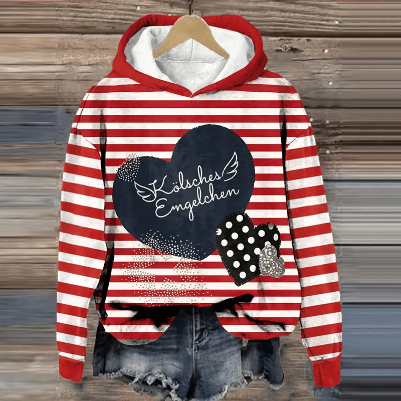 Women's Cologne Carnival Pattern Striped Hoodie elevenforest