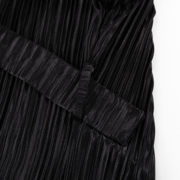 Ootddress Fashion Ruffled Lace-Up Long Dress Women Slim Long Sleeve Striped Pleated Party Dress Autumn 2025 Solid Gown Female Dress