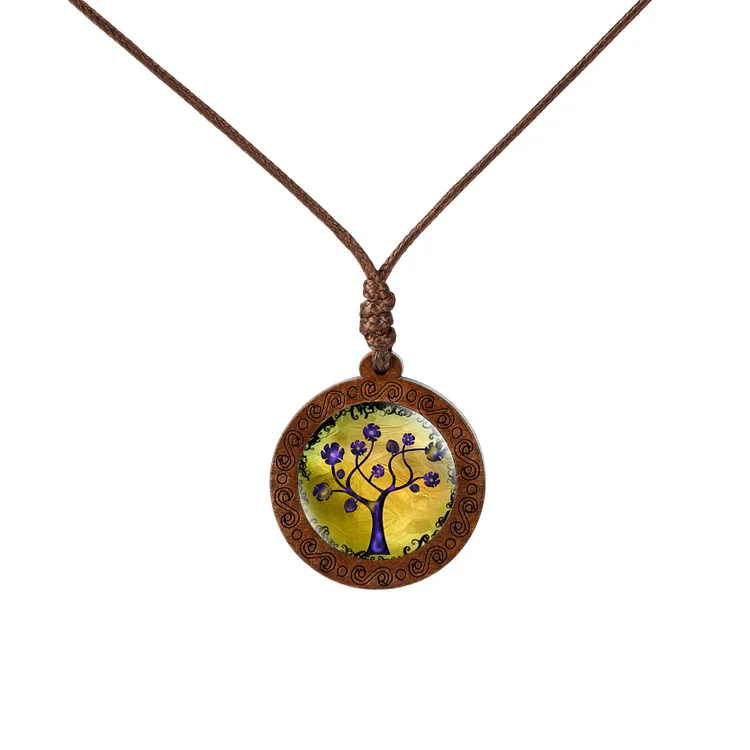 Wood Life Tree time gem Glass Pendant Necklace socialshop