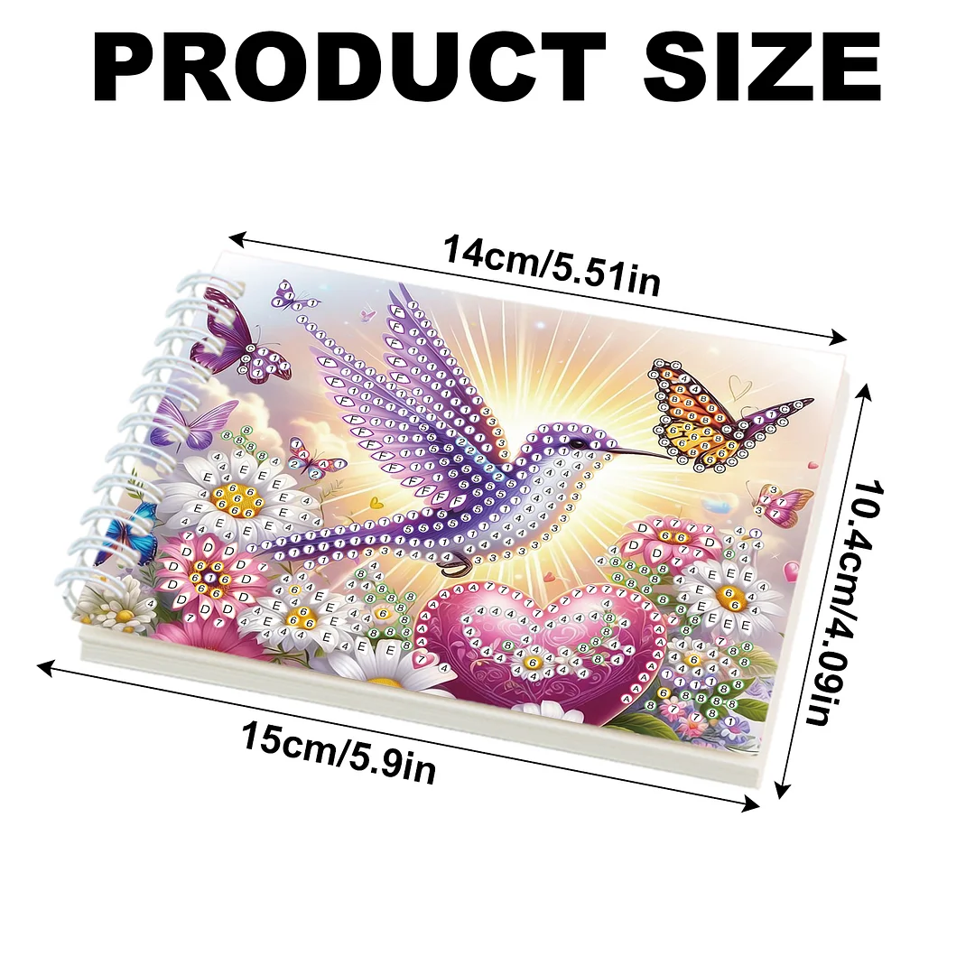 2 Pack Hummingbird DIY Diamond Art Spiral Notebook Kit 80Pages No Lines Gifts