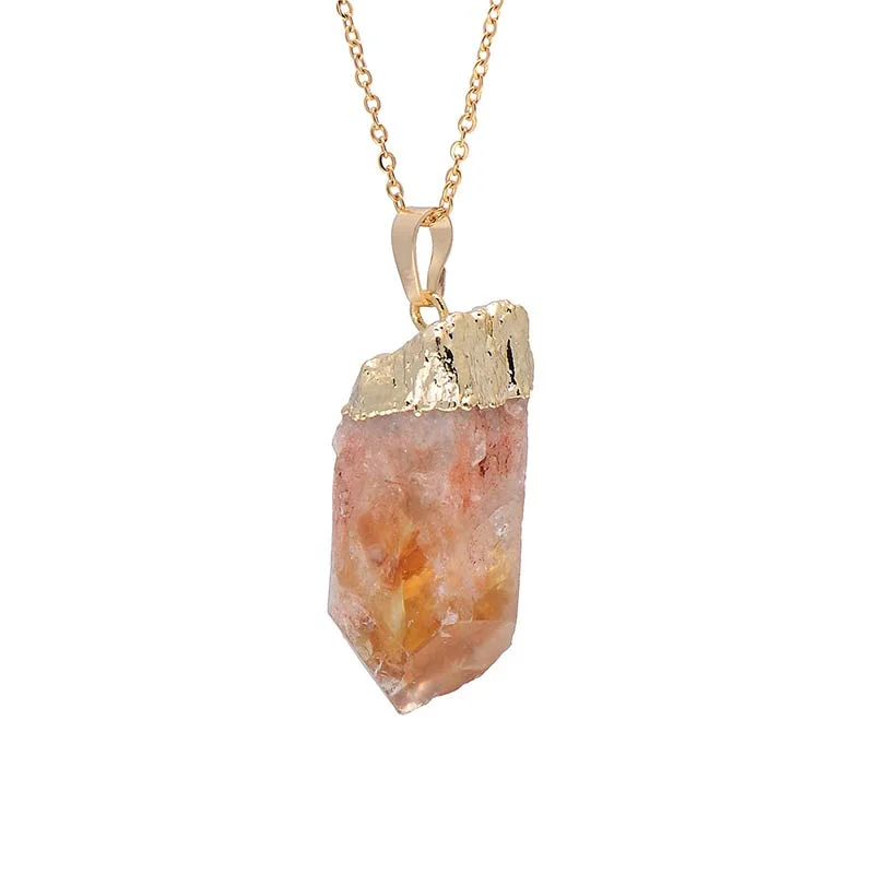 Natural Crystal Gemstone Citrine Amethyst Happiness Necklace