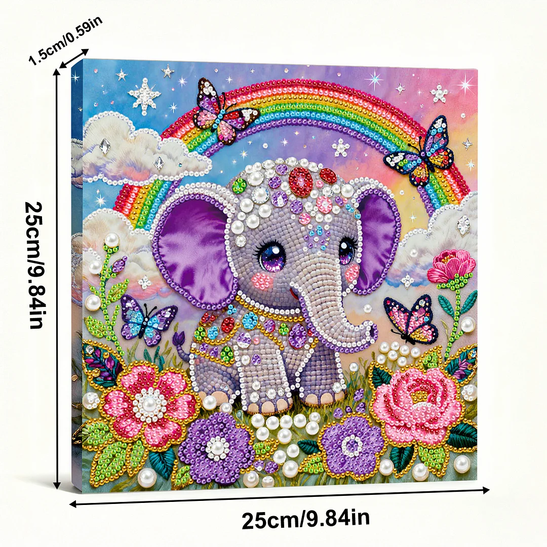 Elephant DIY Pearl Art Diamond Painting Kit for Adult Home Decor 25x25cm With Frame