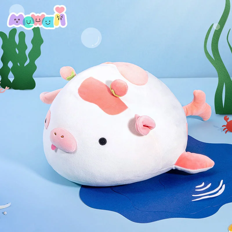 MeWaii® Ocean Series Pink Whale Cow Stuffed Animal Kawaii Plush Pillow Squishy Toy